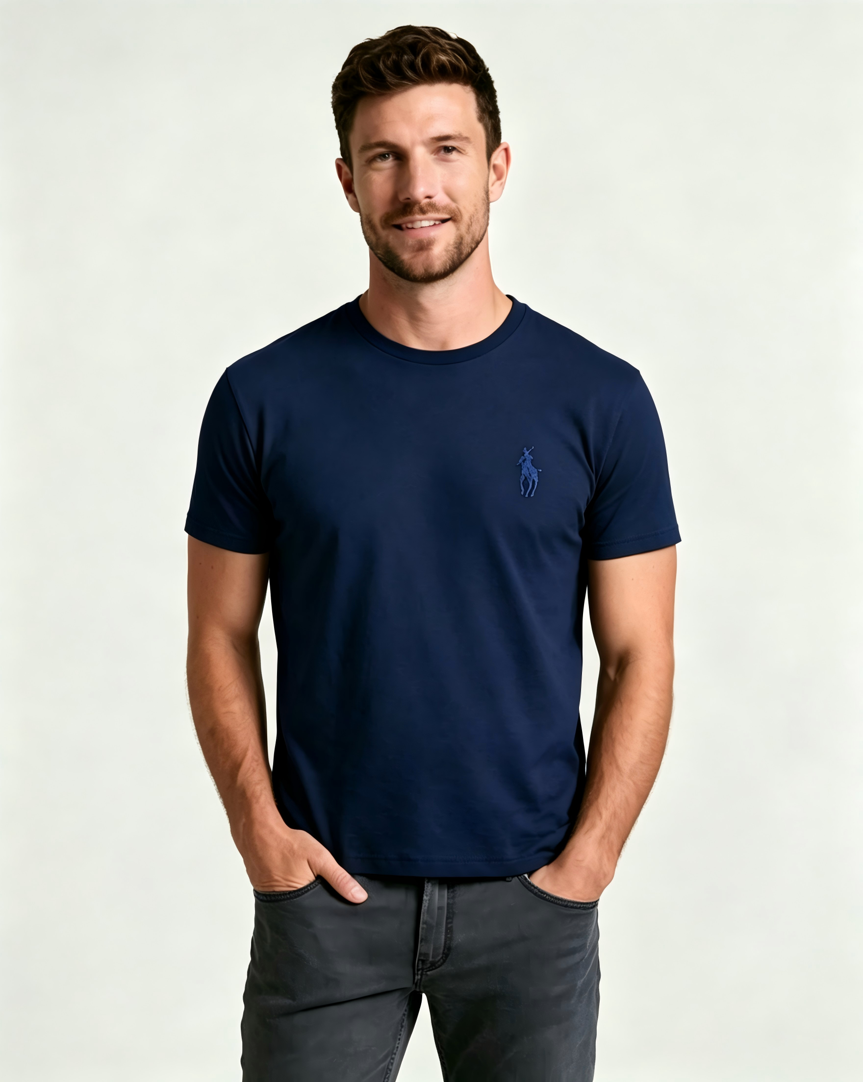 Men's basic crew neck T-shirt – Casual soft pure cotton short-sleeved top