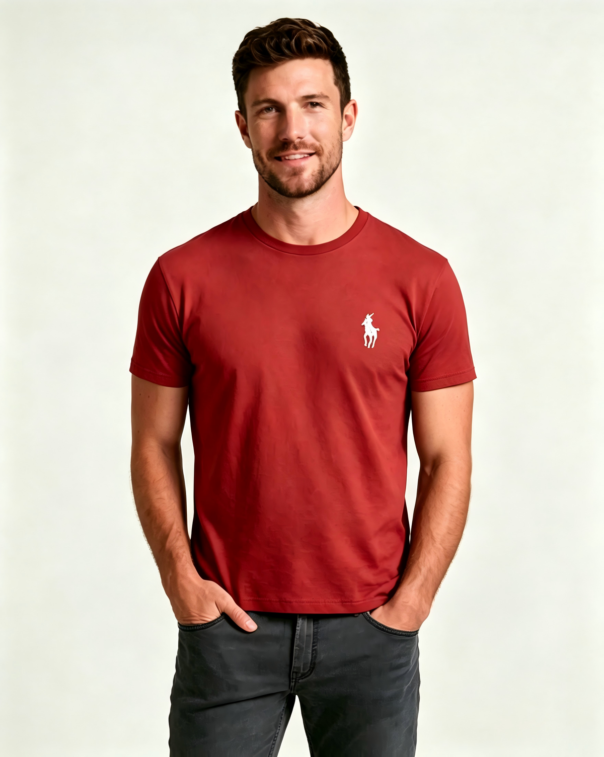 Men's basic crew neck T-shirt – Casual soft pure cotton short-sleeved top