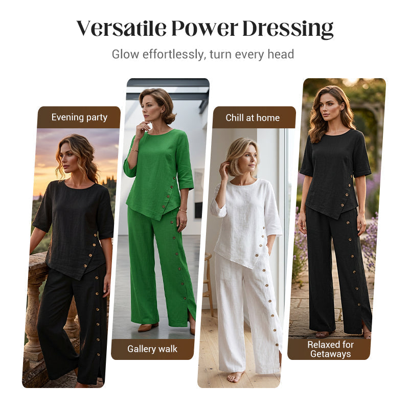 ✨Women's Irregular Hem Top & Wide Leg Pants Two - Piece Set